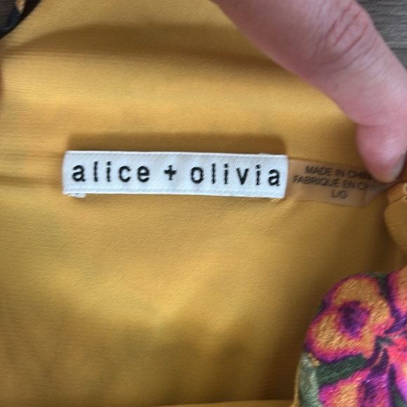 Alice + Olivia Floral Yellow Slip Mini Dress Size Large - Picture 3 of 6